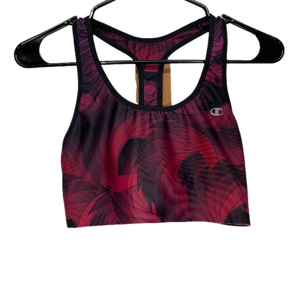 Champion Black & Red Print Sleeveless Racerback Sports Bra Size M